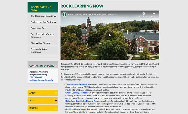 SRU lance la page Web Rock Learning Now pour aider les étudiants