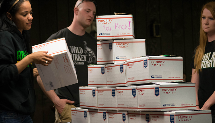 campus military support groups makes care packages