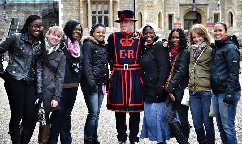 group of Slippery Rock University students in London 