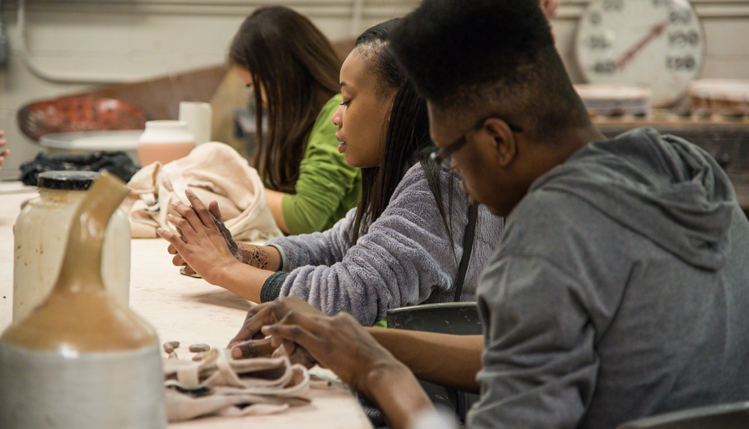students in ceramics class
