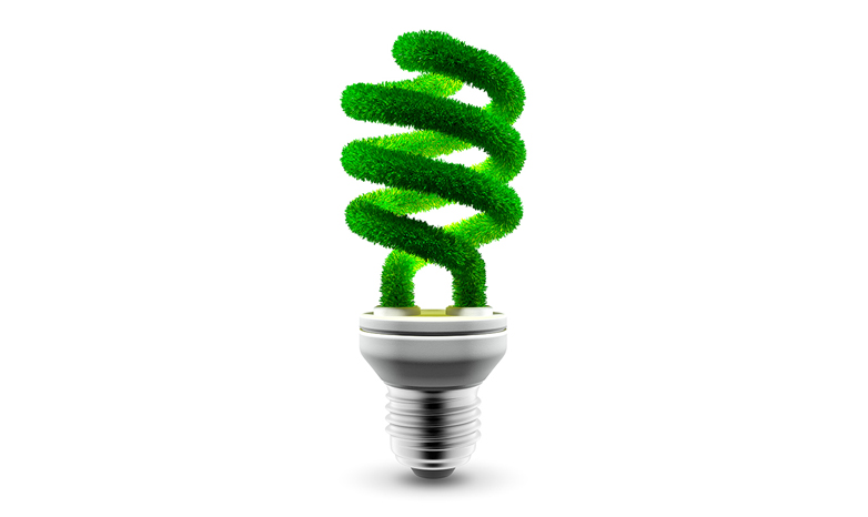 green-leafed energy-sustainable lightbulb