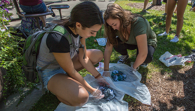 green and white society tie dye event
