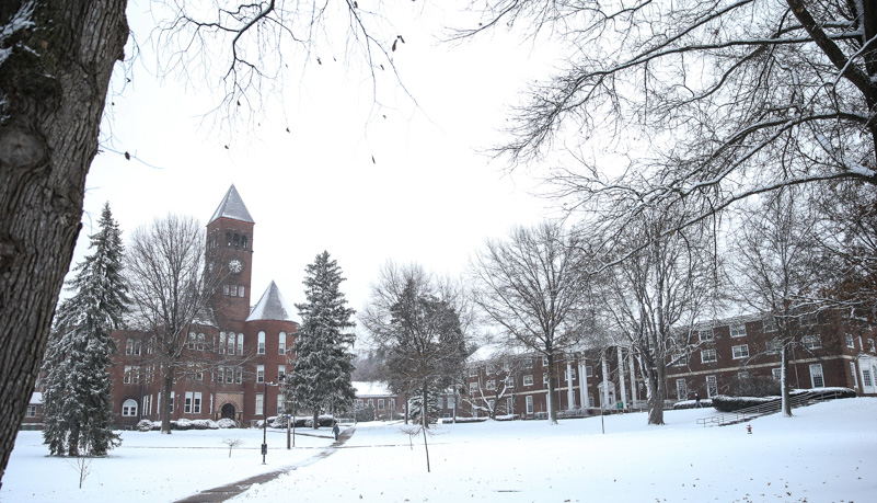 Old Main and North Hall covered by the snow
