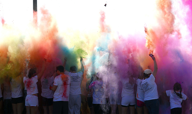 students participating in the color run race
