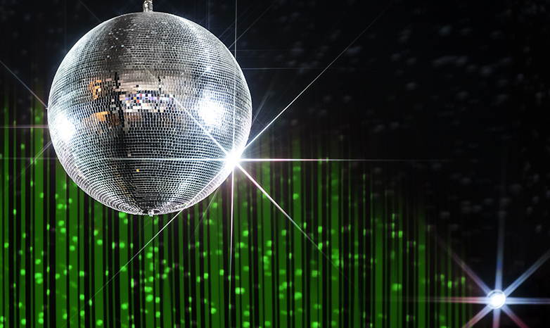 disco ball with green lighting