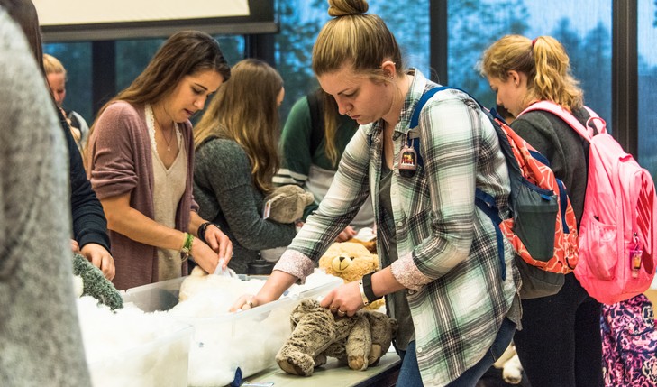 Students stuff their stuffed animals