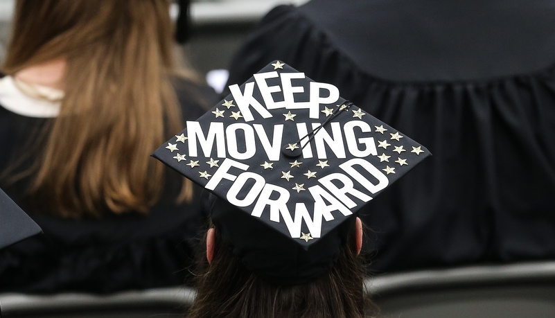 Cap that reads Keep Moving Forward