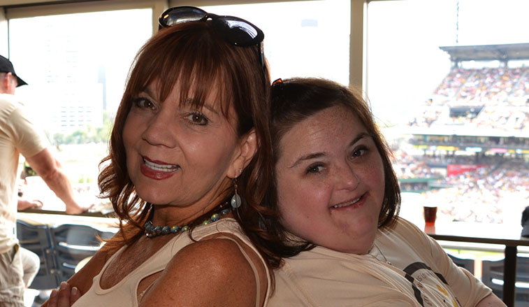 Two women at a Pirates game