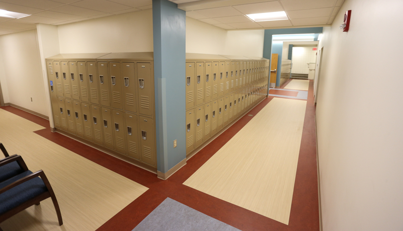 finished hallway with student lockers