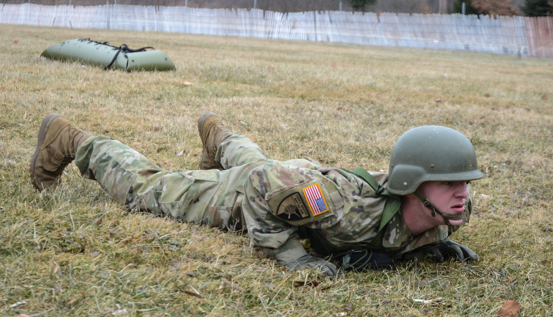 Cadet preparing to do pushups