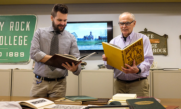 A project to digitize the entire collection of Slippery Rock University yearbooks is underway thanks to the support and efforts of faculty, staff and student workers from Bailey Library’s Archives and Special Collections departments, and funding from the SRU Alumni Association. 