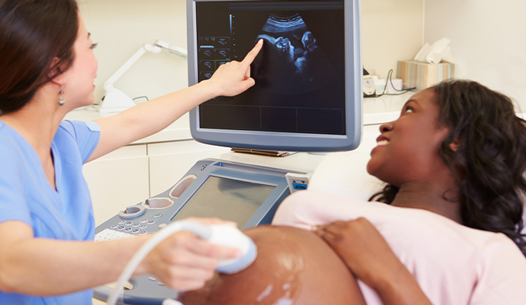 Pregnant women during an ultrasound