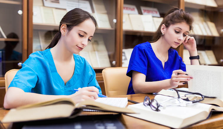 Nursing students studying