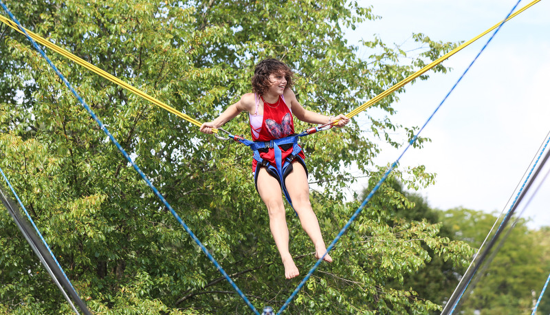 Girl bungee jumping