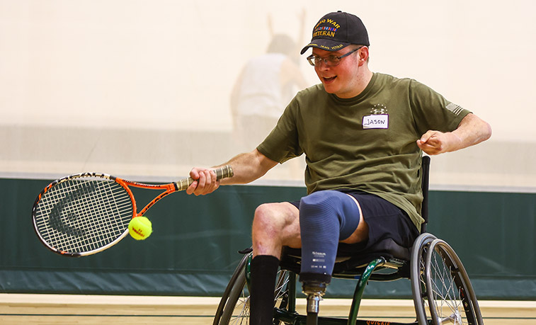 Wounded Warrior playing tennis