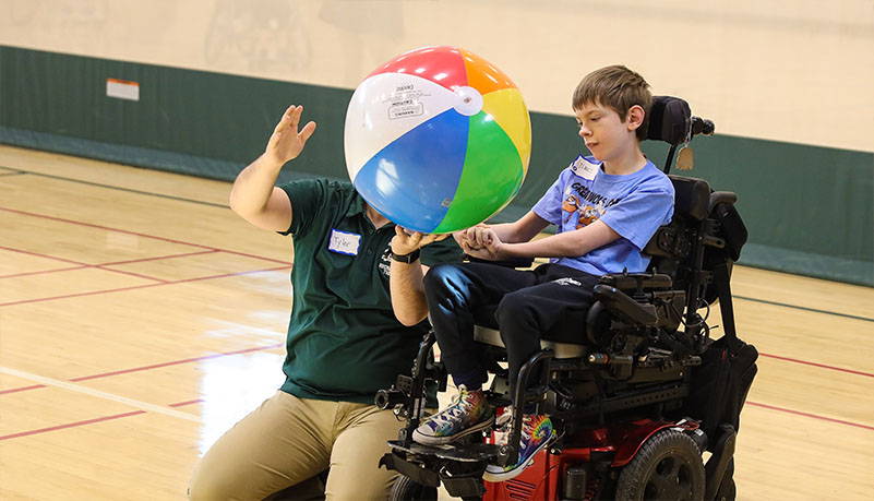 Students participating in adaptive sports day