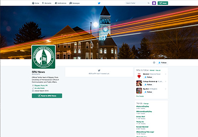 Page Twitter de l'Université Slippery Rock