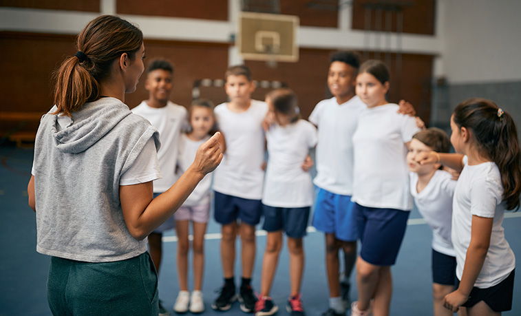 Students playing sports