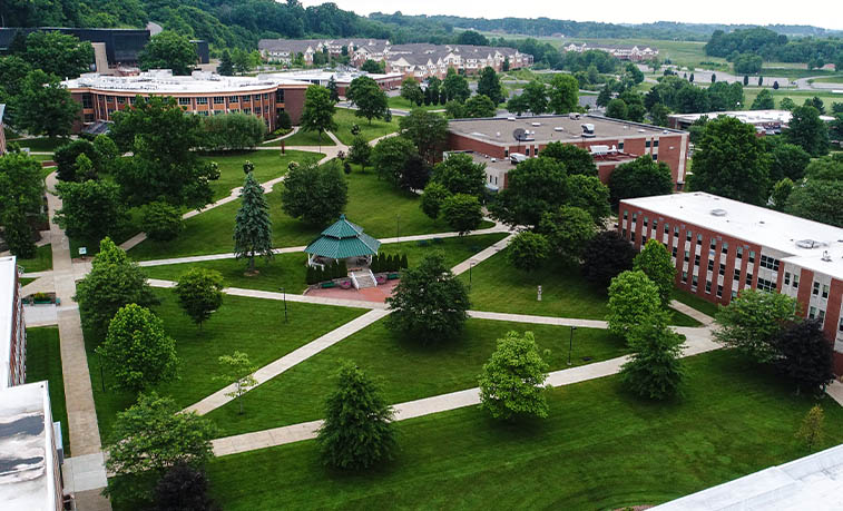 Aerial view of The Quad