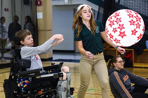 Seated vollyball being played