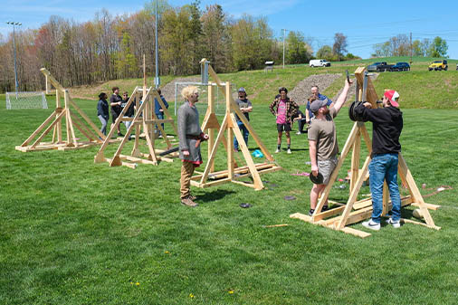 Engneering students working on their projects