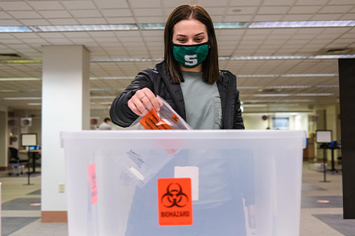 Student taking a Covid Test