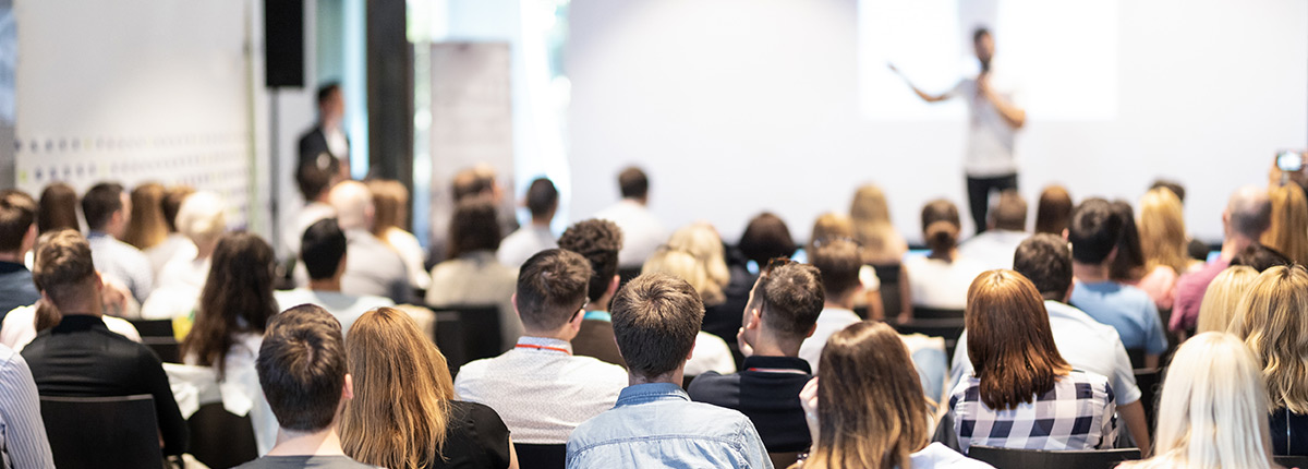 Students listening at business seminar