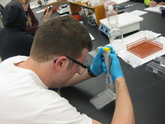 Chemistry student working in a lab