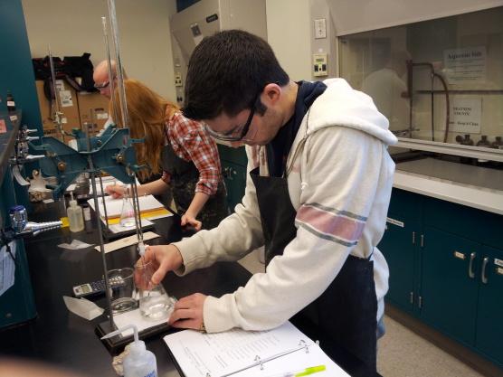 Chemistry student working in a lab