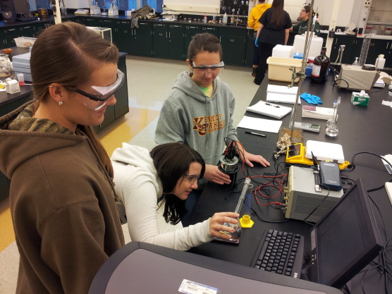 Chemistry students working in a lab