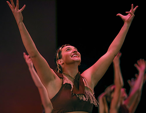 SRU student engaged in performative dance