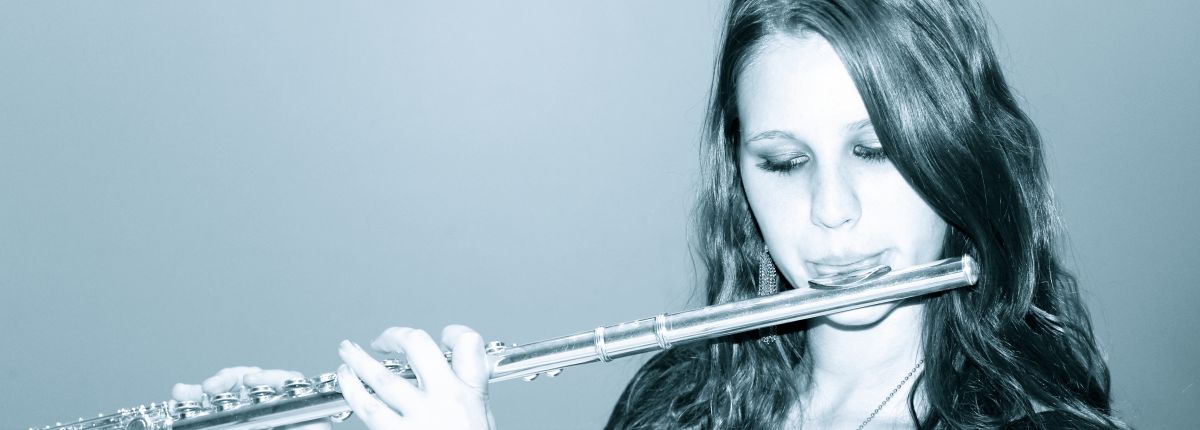 Female student playing flute