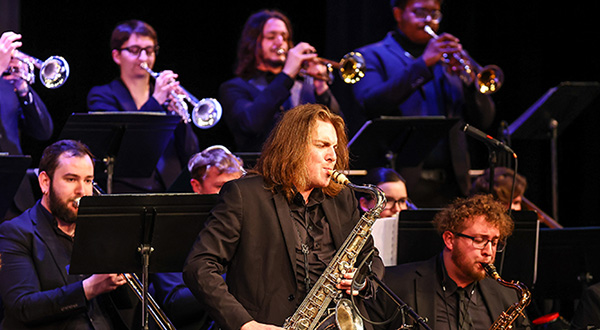 Jazz ensemble performing at a concert