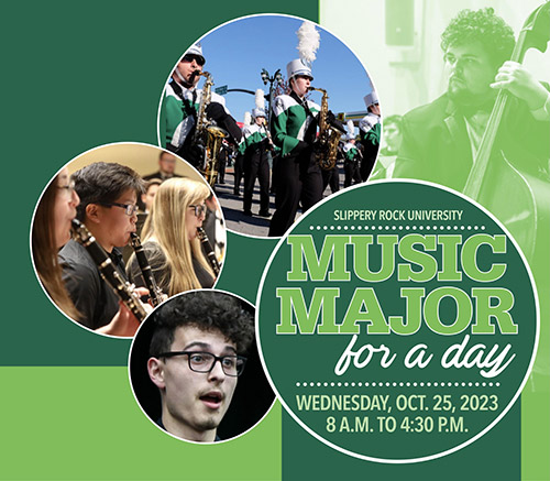 SRU Music Major for a day. Tuesday Feb. 28th 2023. 8am to 4:30pm.