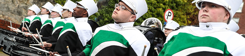 Students playing in the marching band