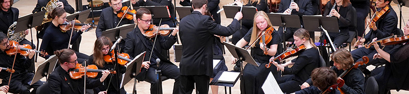 Students playing in an orchestra