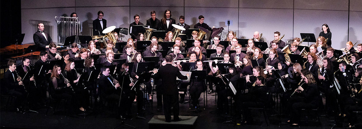 SRU concert band doing a performance in the Music Hall.