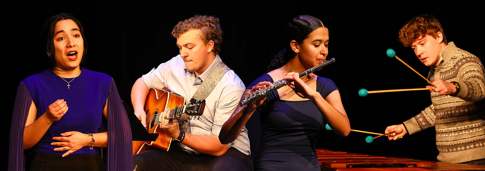 Students playing instruments