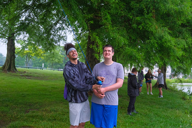 A photo of SRU Rec Therapy students fishing!