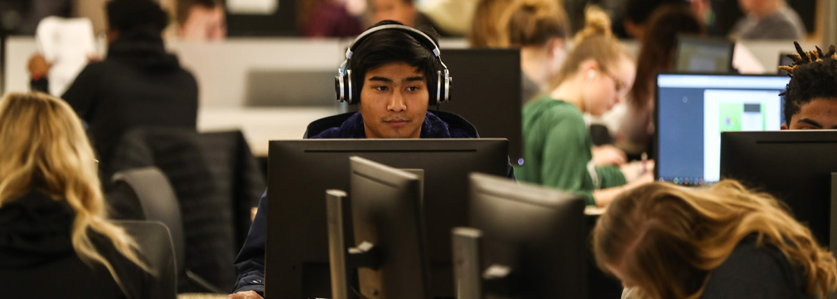 Students in the library