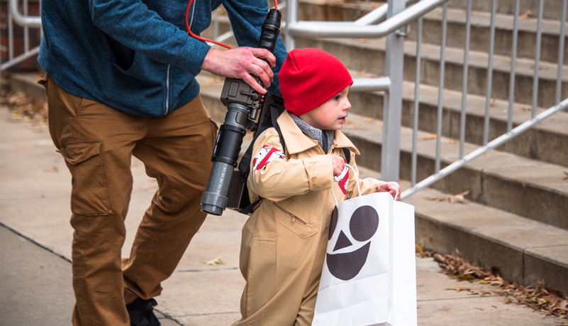 Child dressed up as Ghost Buster