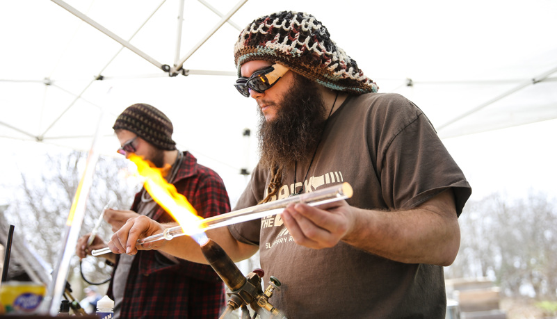 Man crafting glass