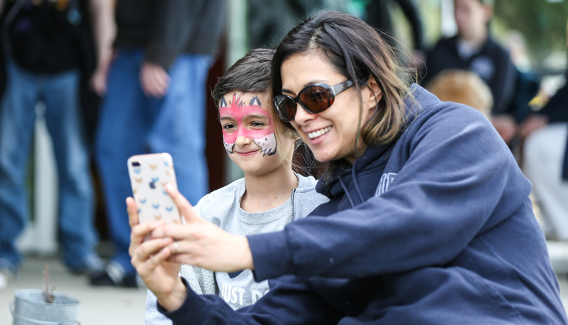 Mother aND SON TAKE A PHOTO