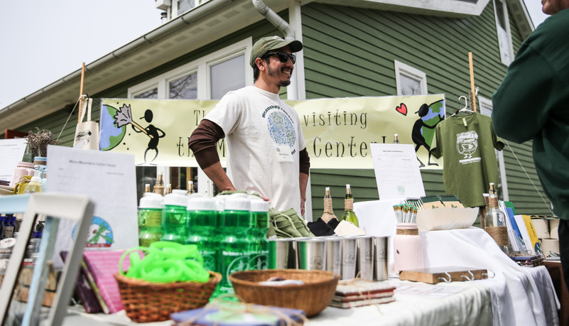 Student selling up-cycled goods