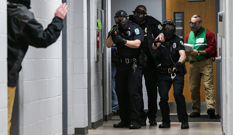 Campus Police during the drill