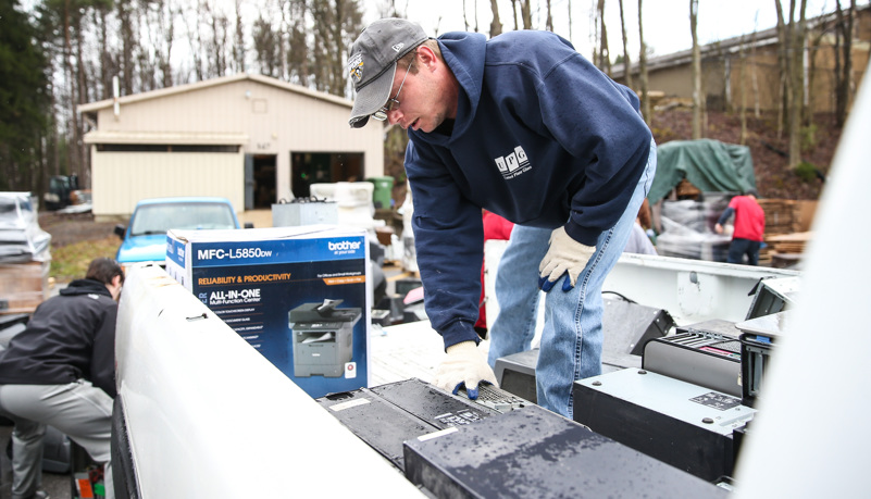 Man unloading his truck