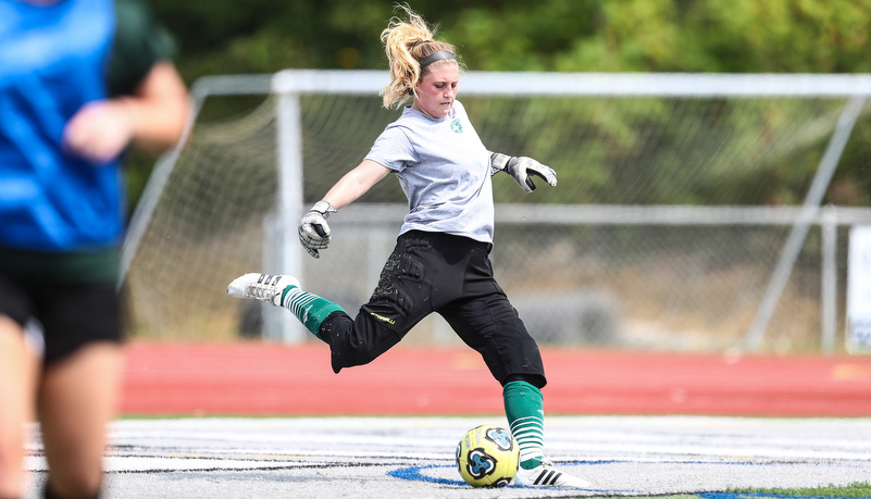 Woman playing soccer