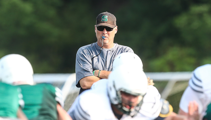 Coach watching football practice