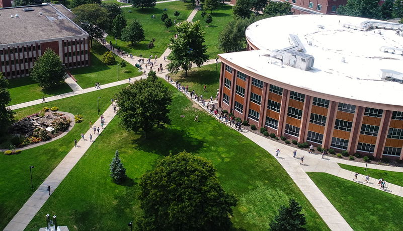 Students walking to classes