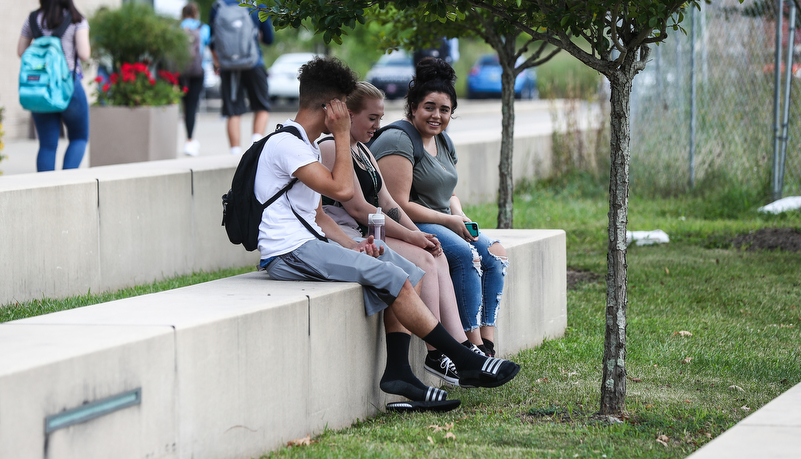 Students walking to classes